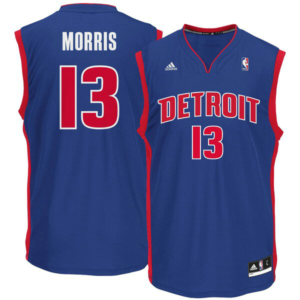 Maillot nba Detroit Pistons adidas Road Réplique Homme Marcus Morris 13 Bleu